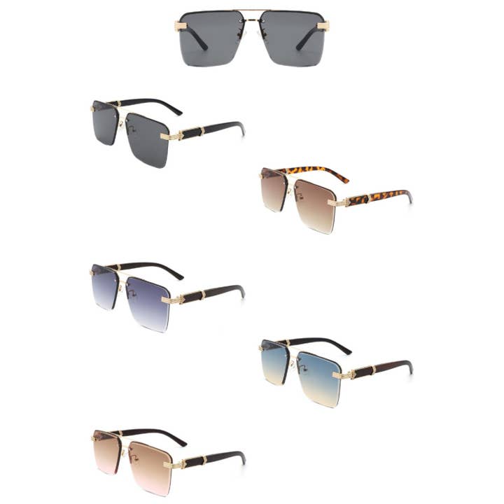 Retro firkantede kantløse brow-bar tonede mode solbriller for engroshandel hos Cramilo Eyewear