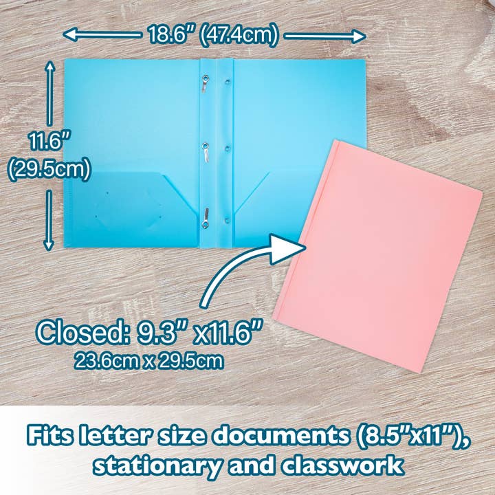 Poly 2-Pockets Portfolio - Pastel Color w/ 3-Prong Fastener for wholesale by Luna Office Supply - Everyday Essential