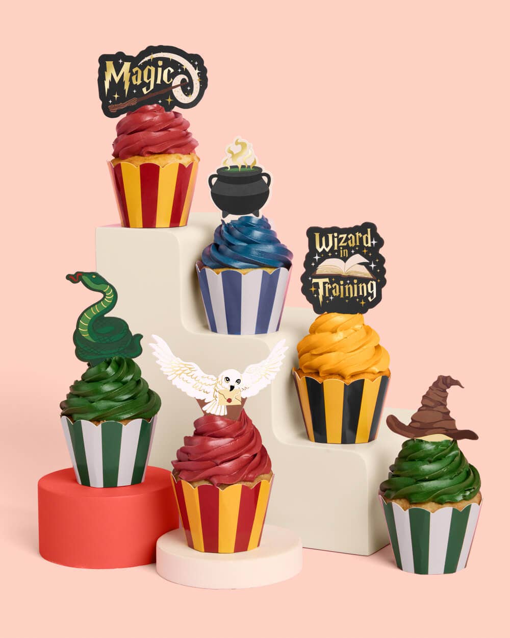 xo, Fetti - Wholesale Cake/Cupcake Topper - Wizard Cupcake Set - 24 sets of liners + toppers, magic kids