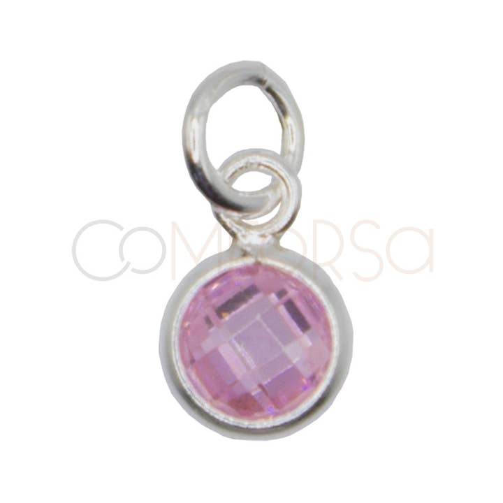 Mini Lyserød Zirconia vedhæng 4.5MM 925 Sølv for engroshandel hos COM FORSA SL