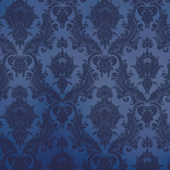 Damsel Sapphire Peel and Stick Wallpaper, 28 sq. ft. for wholesale by Tempaper & Co ®