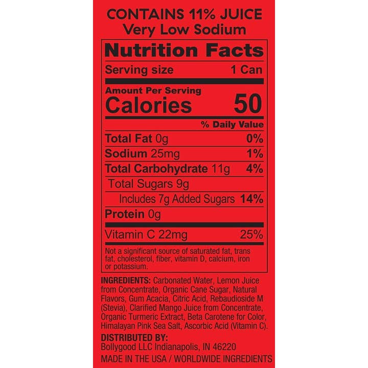 Bollygood - Wholesale Soda/Carbonated Drink - Lemon Mango Turmeric (12-pack)2