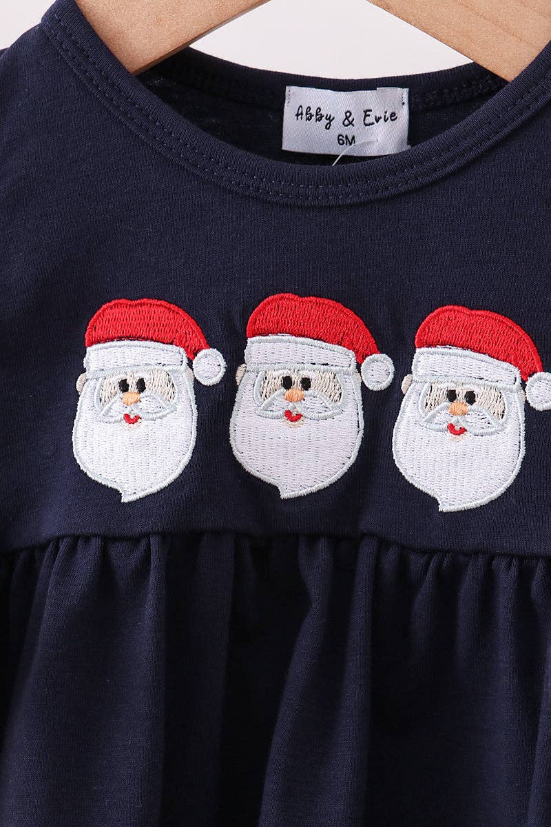 Mom & Co. - Wholesale Clothing Set - Baby - Navy christmas santa claus embroidery ruffle bloomer set1