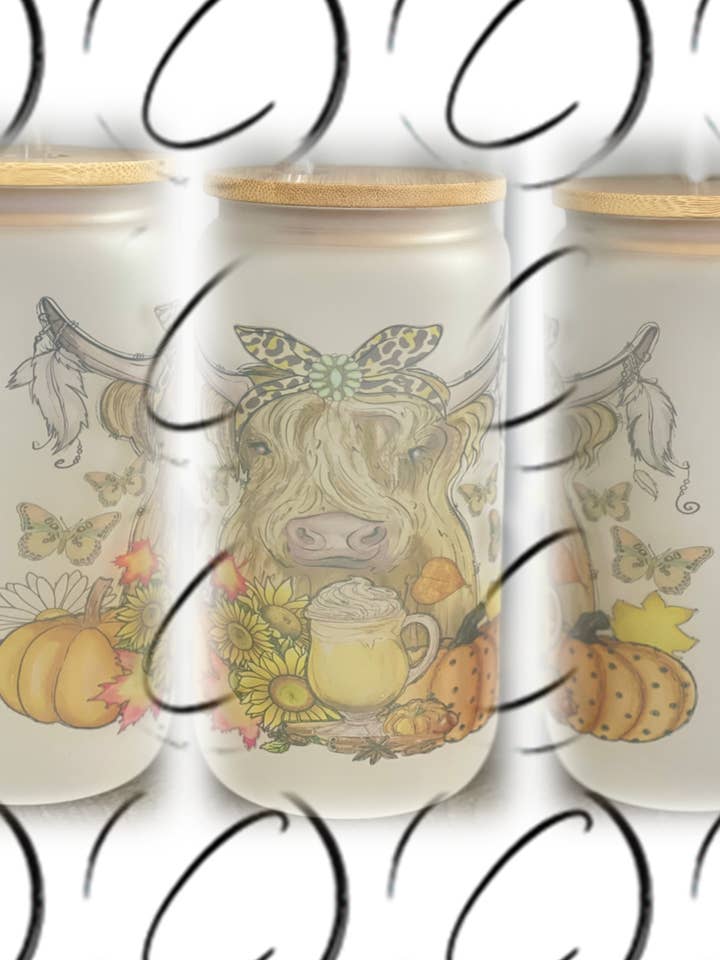 Harvest Highland Cow 16oz Libbey Glass for wholesale by CMD Wholesale