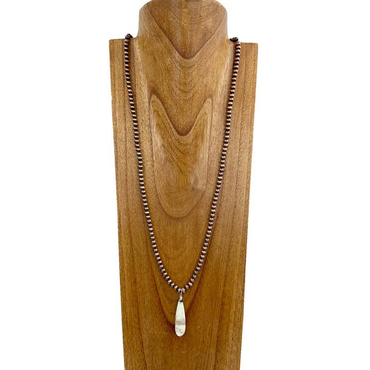 NKS230818- Perle Navajo in rame da 16 x 32 pollici da 6 mm con collana a goccia in diaspro bianco per la vendita all'ingrosso da parte di Western Elite Jewelry