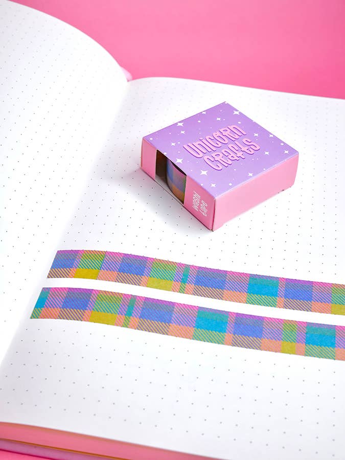 Rainbow Plaid Washi tape for engroshandel hos Unicorn Crafts