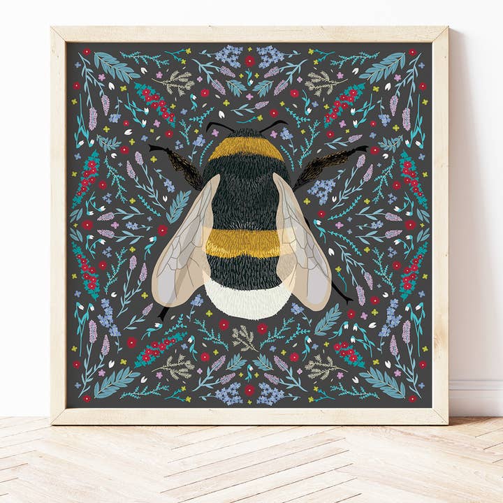Folk Bumble Bee Print for wholesale by Bea Baranowska Illustration