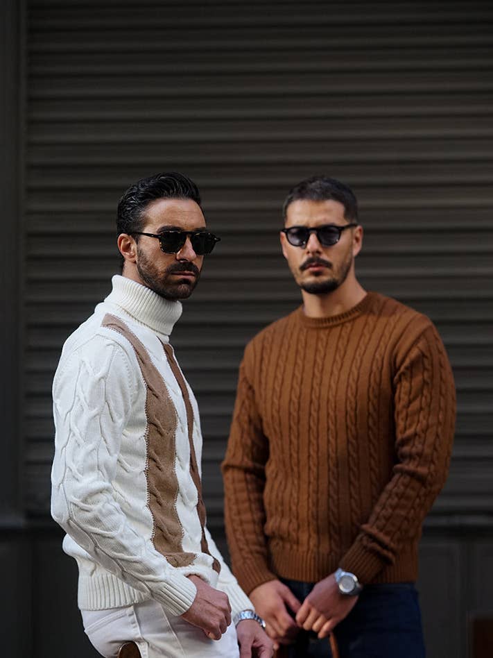 DONATO - Wholesale Knit Sweater - Men's - Brown Jumper1