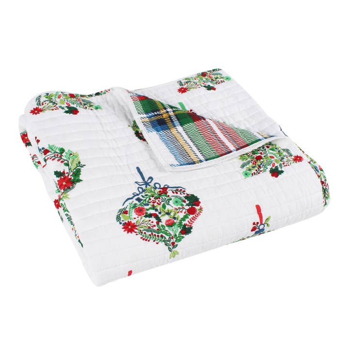 Levtex Home - Wholesale Throw Blanket - Festive Baubles Reversible Quilted Throw Blanket
