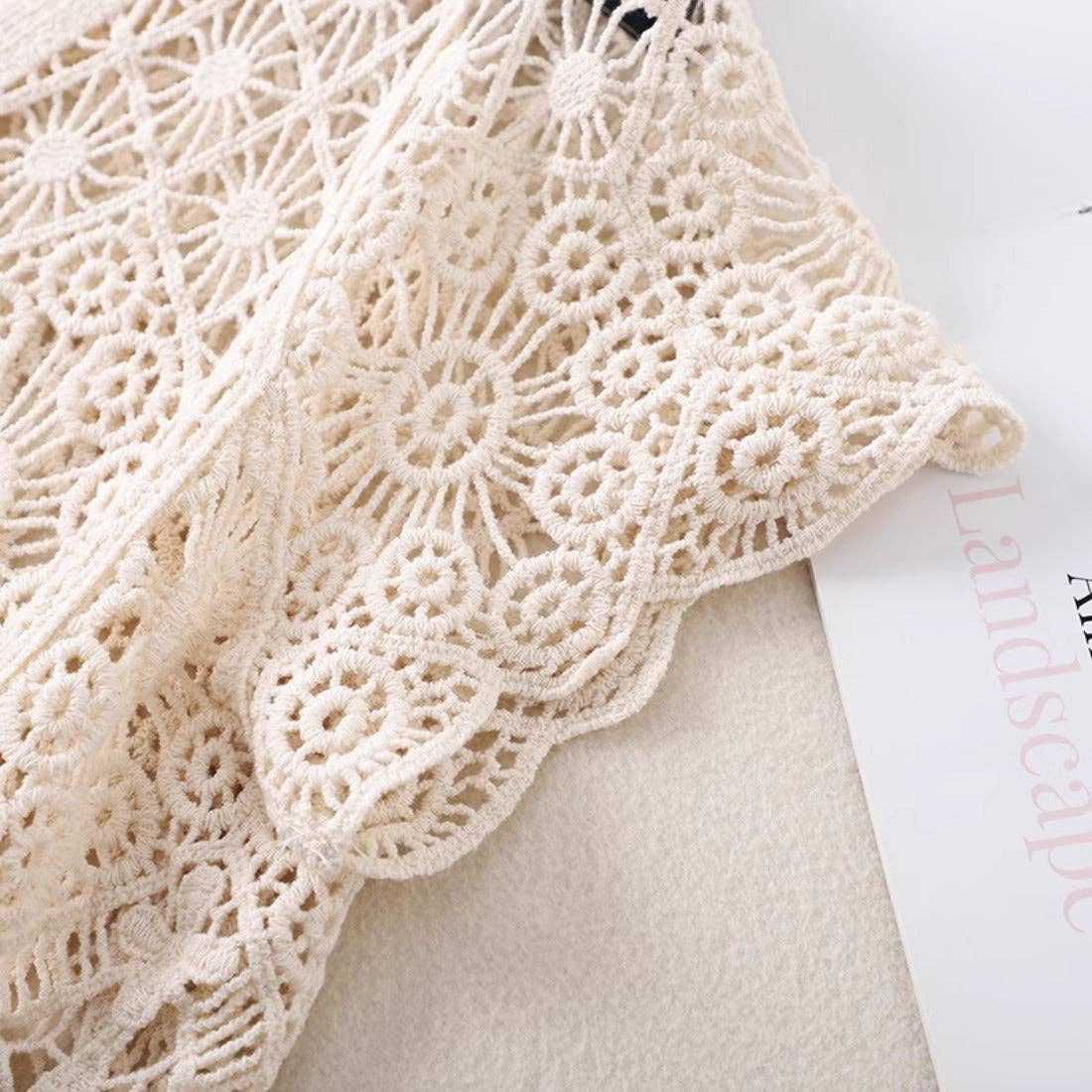 Funkyrel® Atzbranding Limited - Wholesale Cardigan - Women's - Crosa - Crochet Hollow-Out Short-Sleeve Cardigan6