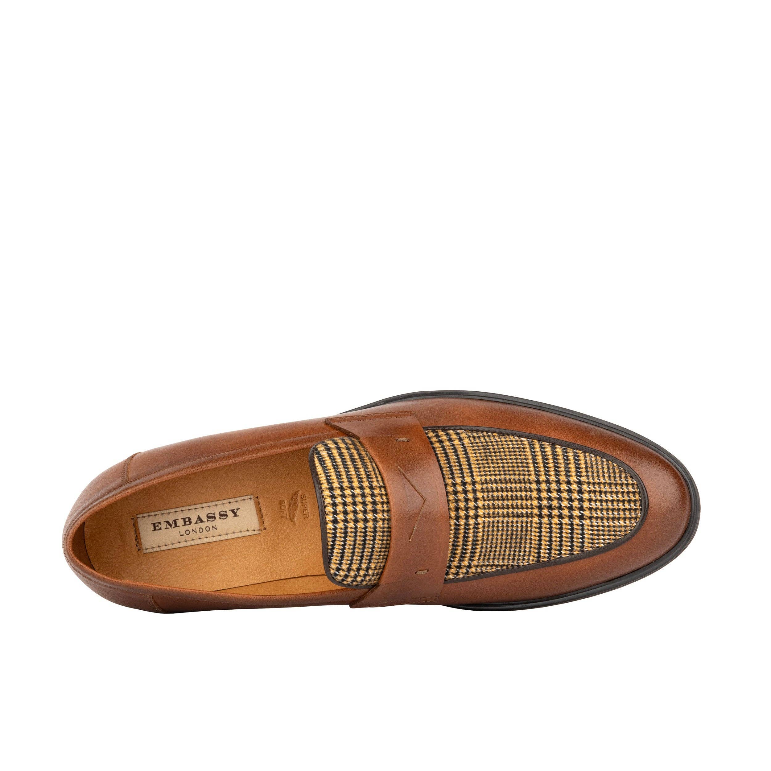Embassy London – wholesale Loafers – Men’s – Gosselin - Brown & Brown Check - Men's Leather Loafer5