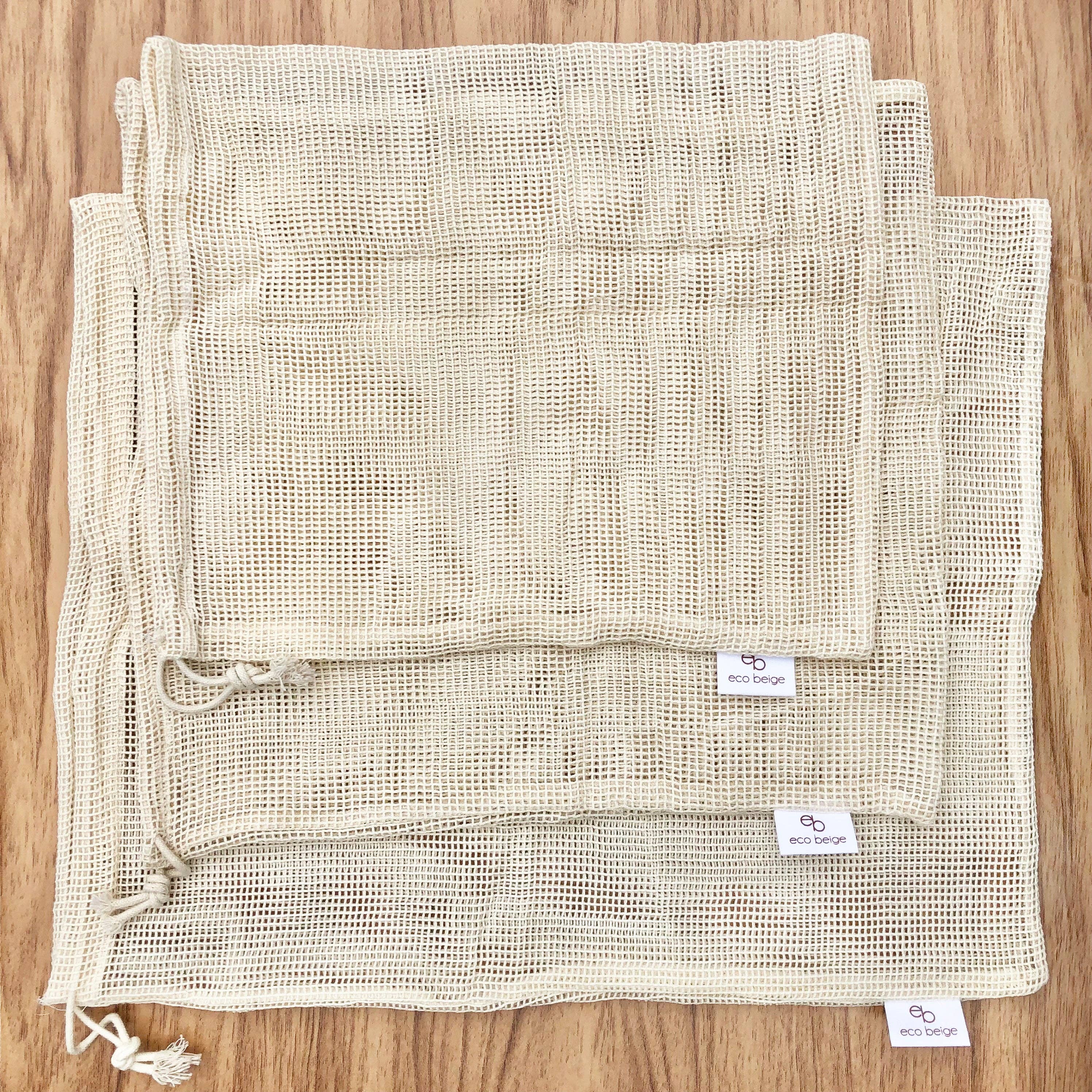 Eco Beige – wholesale Grocery/shopping bag – Cotton Produce Bags (Set of 3)5