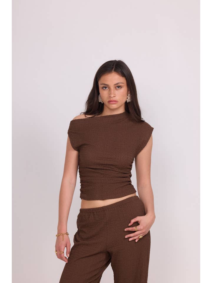 LUCCE - Wholesale Top - Maternity - Textured asymmetric top - 17742