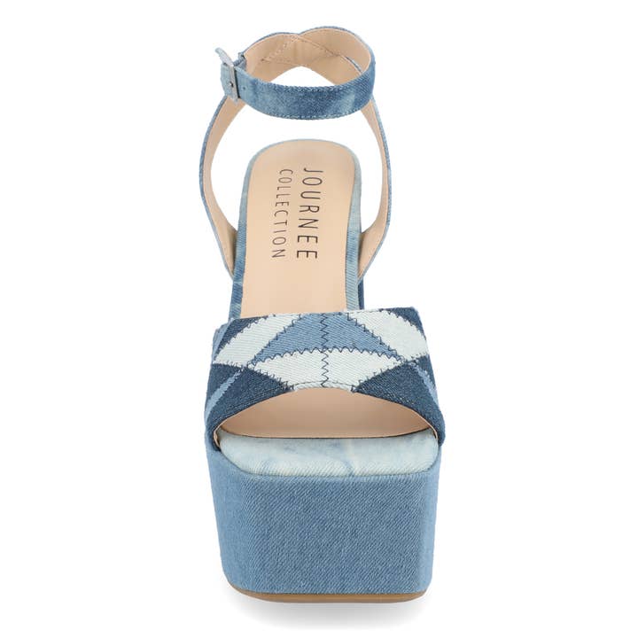 Journee - Wholesale Platform Heels - Women's - Asherby Strappy Heeled Sandals In Fabric