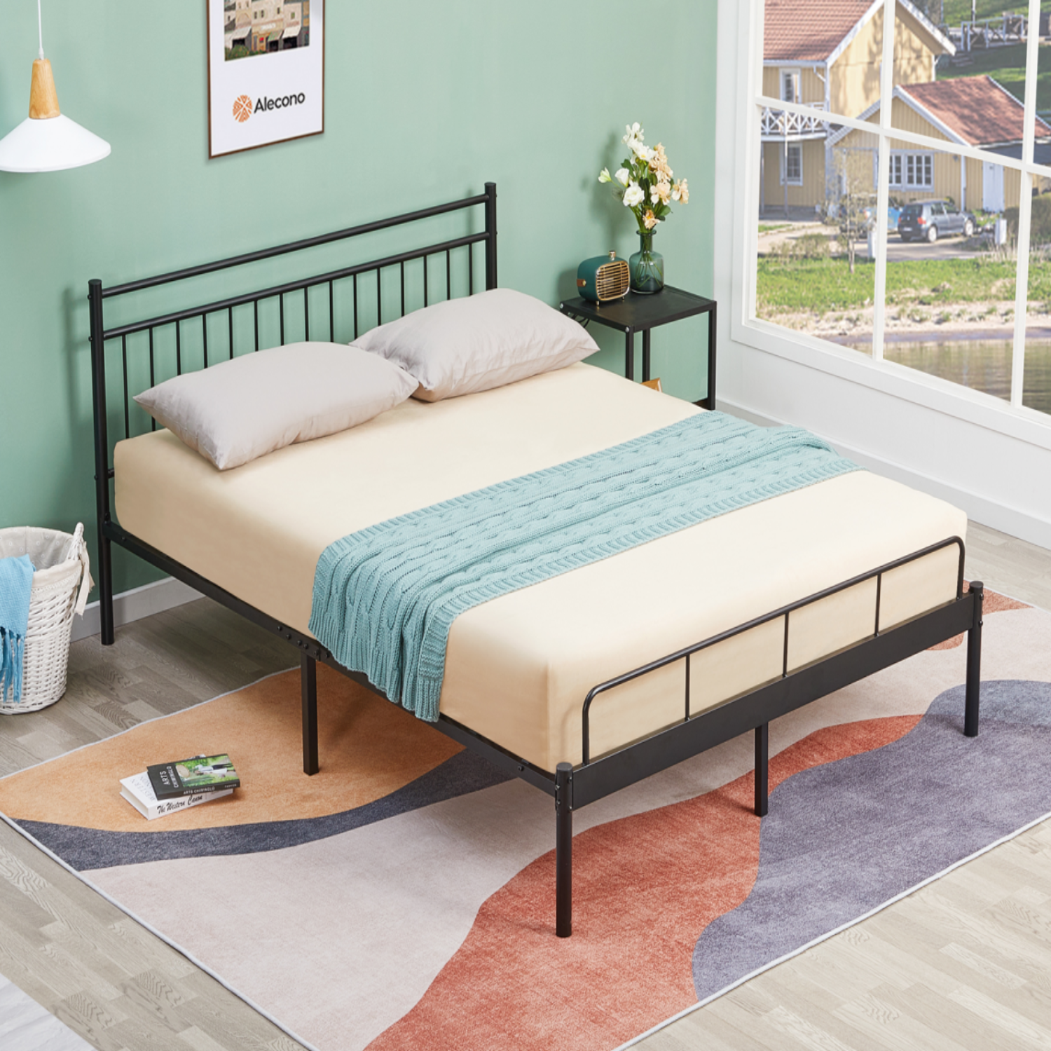 Gourmet Edge - Wholesale Bedroom Furniture - LUNA QUEEN METAL BED FRAME #LUNA-QUEEN-BK-XH-AN2