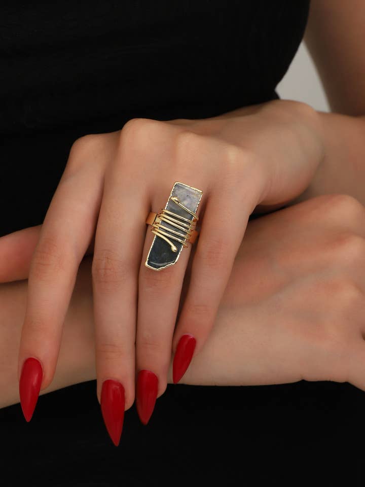 Gold Plated Stone Ring for wholesale by BUBU BY TEKIN SHOP