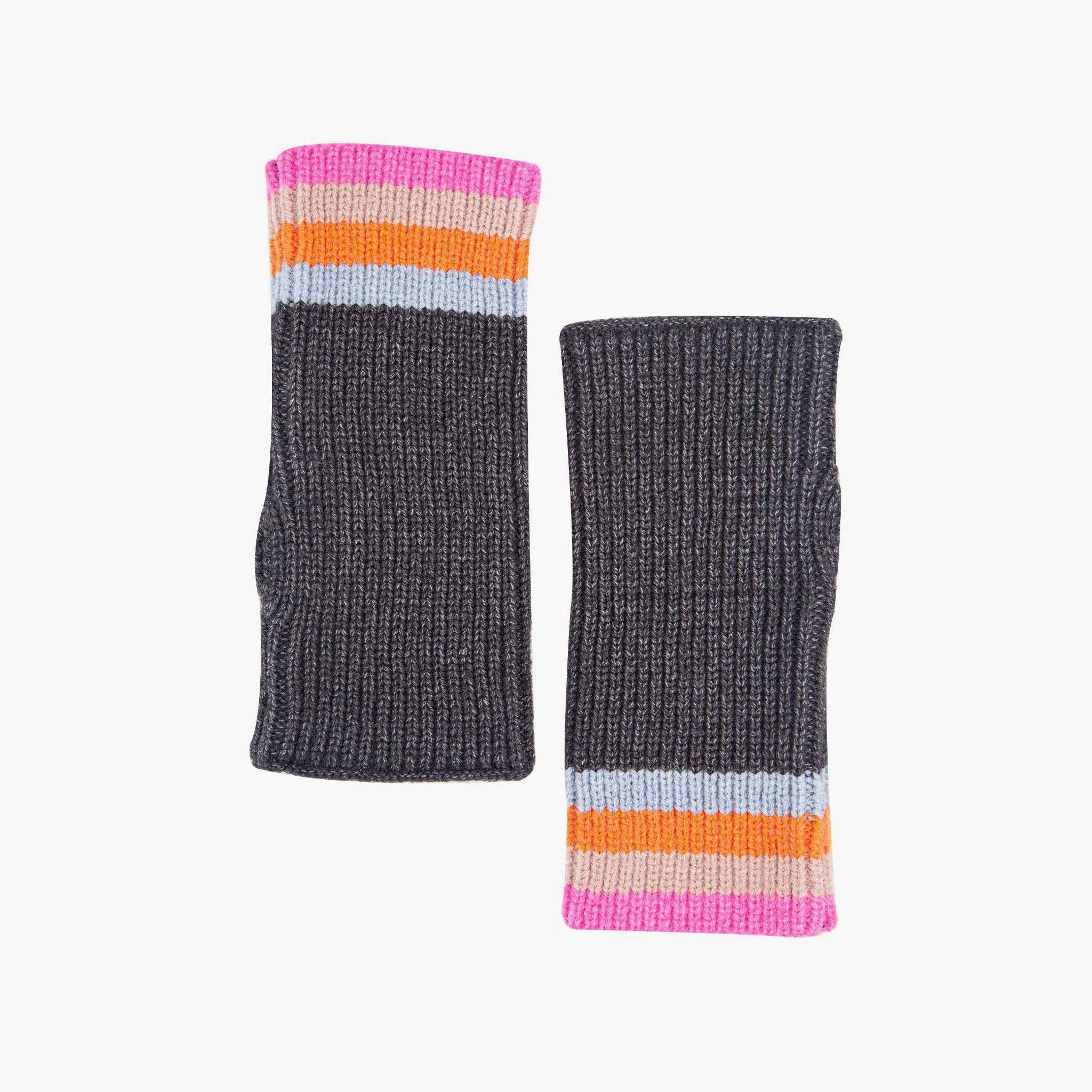 Sarta Accessories – wholesale Hand warmer – Dollie Wrist Warmers- Dark Grey, Rainbow Stripe2