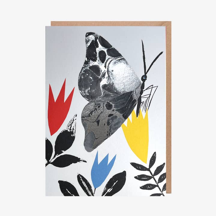 Greeting Card - Butterfly & Flowers (Foil Finish) for wholesale by Sharon King-Chai
