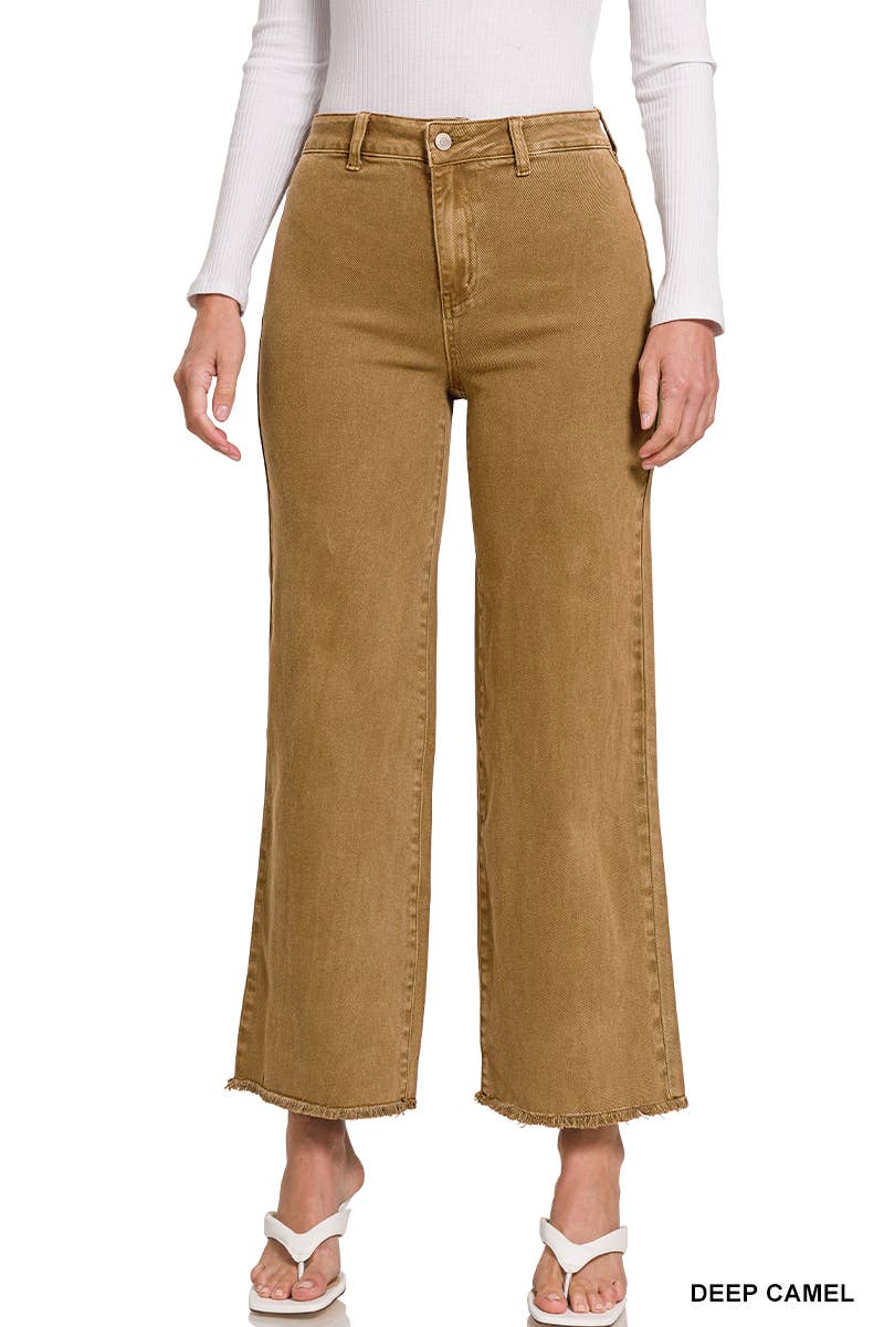 42POPS – wholesale Jeans - Dam – .Syra-tvättade fransiga avklippta raka vida byxor21