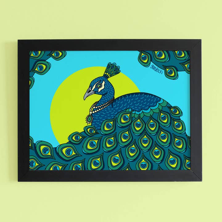 Feather Flow kunstdruk, pauw, sieraden, groenblauw voor wholesale door Brianna Gardocki Art