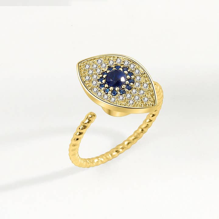 Perimade & Co. LLC - Wholesale Multi-Stone Ring - Evil Eye Anxiety Fidget Spinner Ring in 925 Sterling Silver