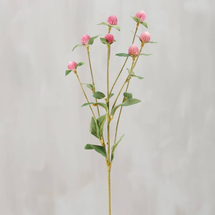 Pink Globe Amaranth Floral Pick for wholesale by Primitives by Kathy