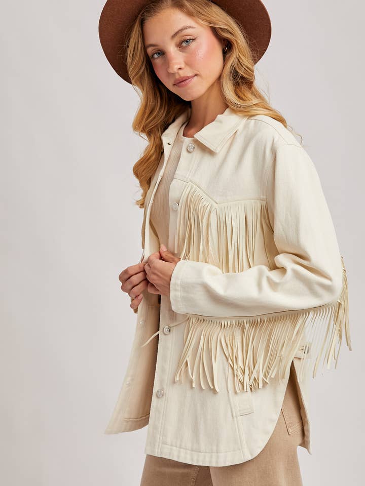 Bluivy - Vendita all'ingrosso Giacca - Donna - Giacca in denim western con frange e bottoni - confezione aperta5