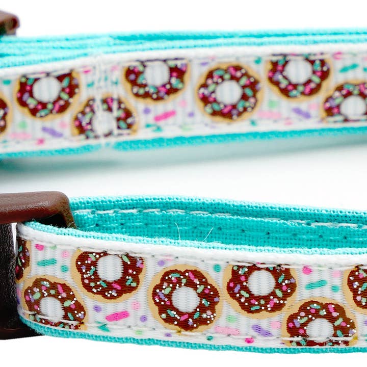 From Pugs to Persians Pet Accessories, LLC – wholesale Pet collar – Cat – Sprinkle Doughnuts on White Cat Collar2