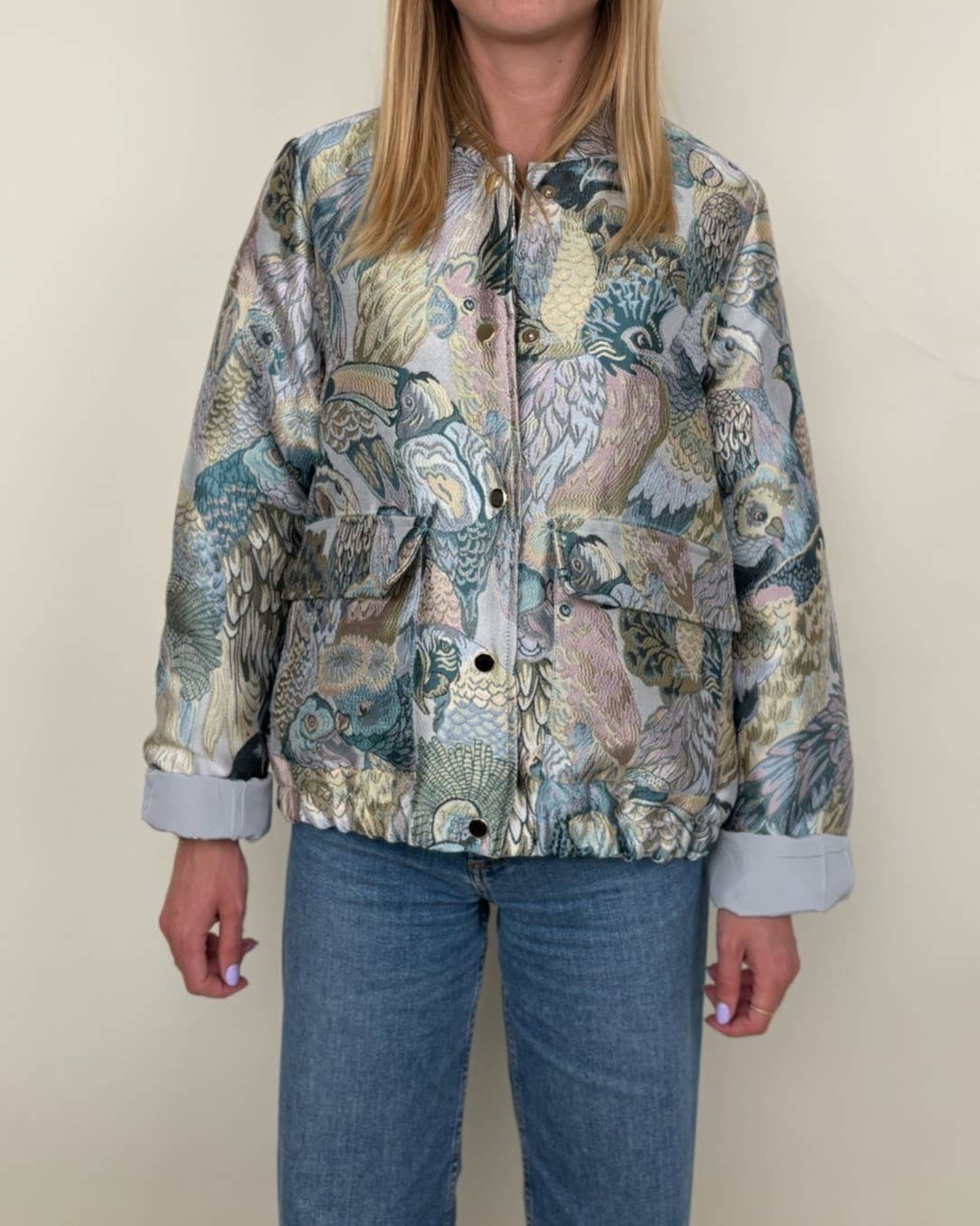 KZELL PARIS - Wholesale Jas - Dames - Jas met metallic jacquardmotief van vogels5