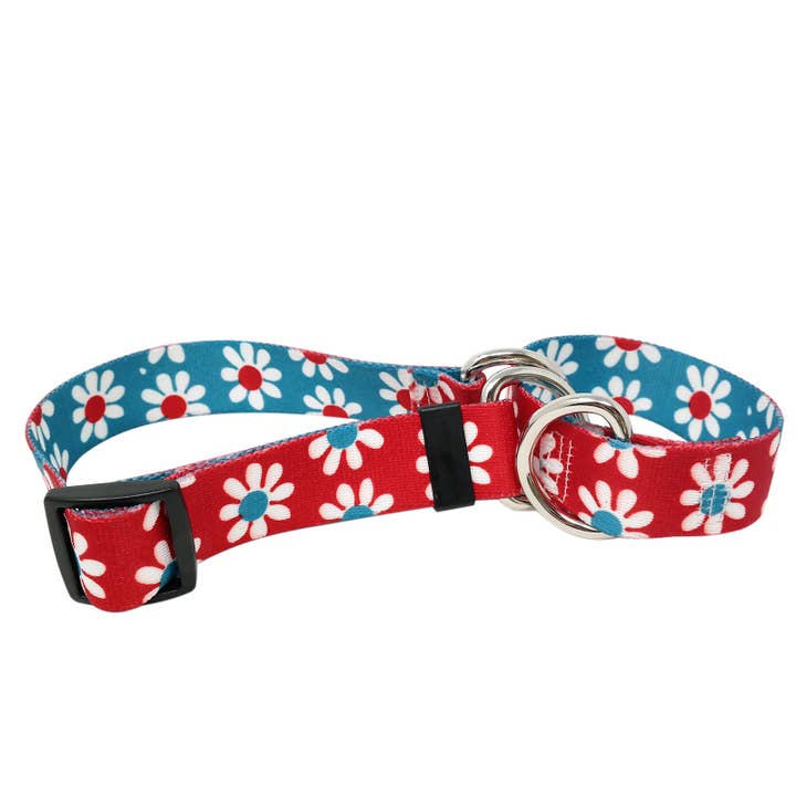 Mix & Match Daisy - Martingale rouge et bleu sarcelle pour la vente par Yellow Dog Design