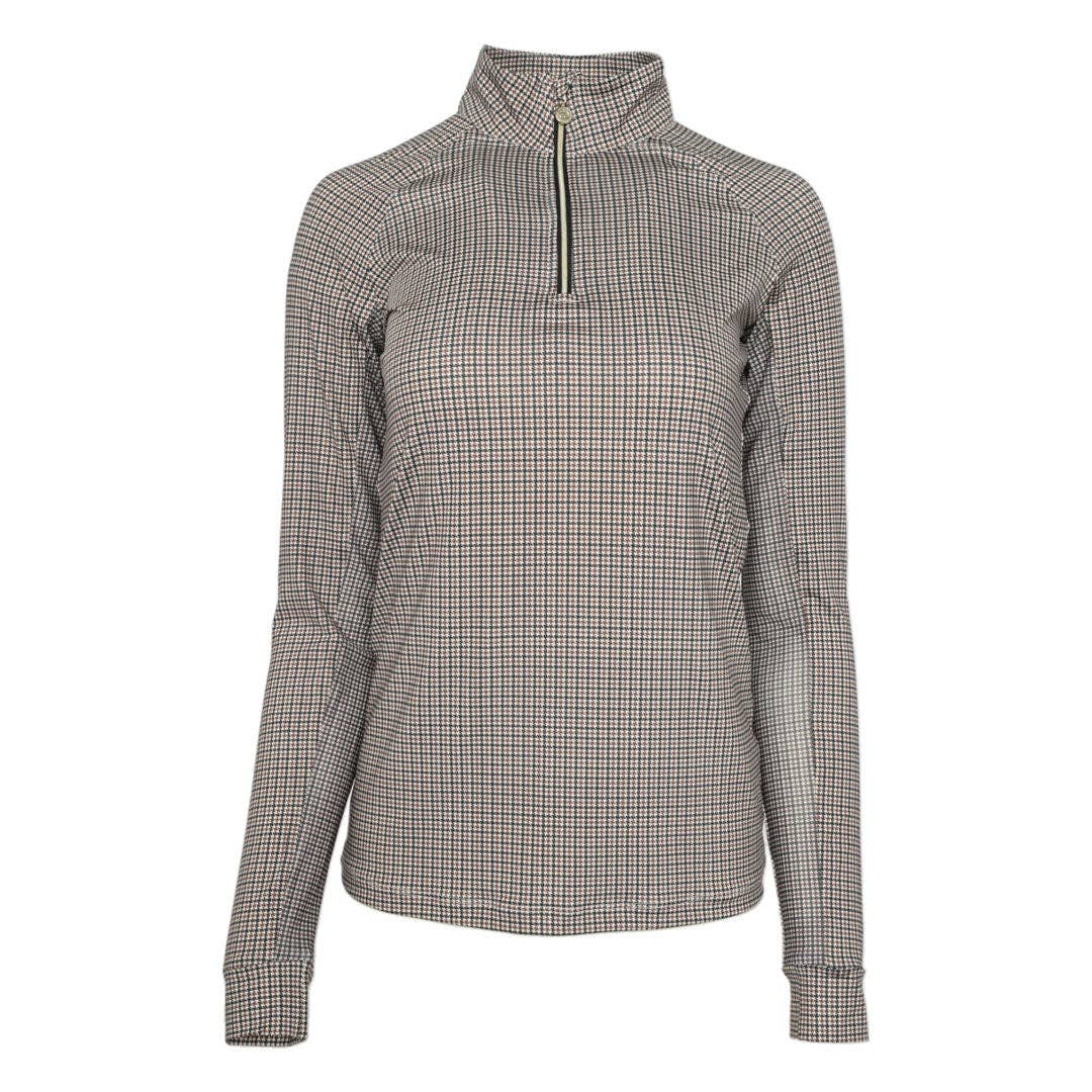 Tan Dapplebay Bay Houndstooth 1/4 Zip Riding Top for wholesale on Faire5