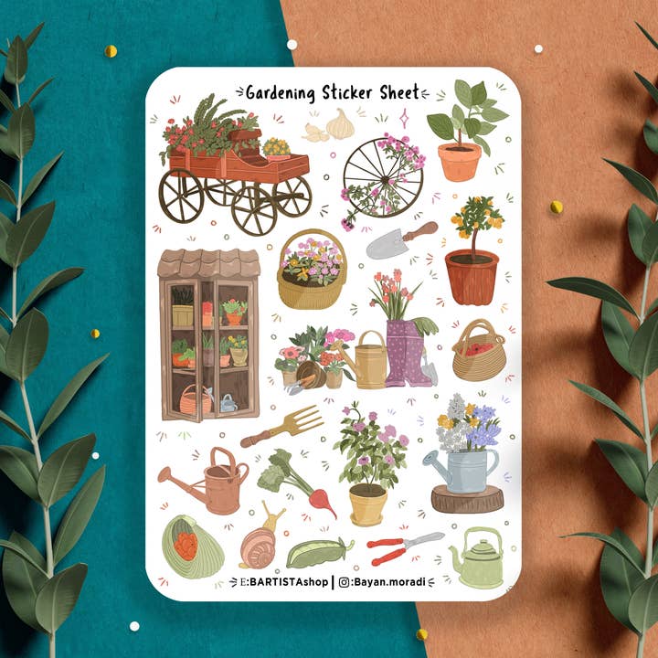 Havearbejde Sticker Sheet, Bullet Journal & Planner klistermærker for engroshandel hos Bartista