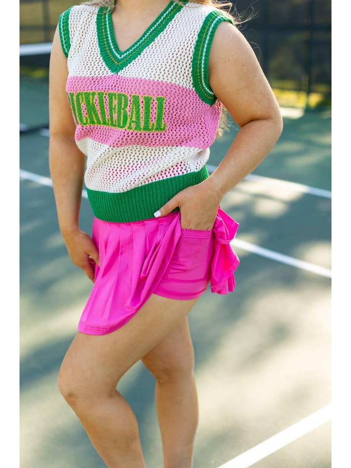 Hot Pink Pleated Skort With Pocket for wholesale on Faire