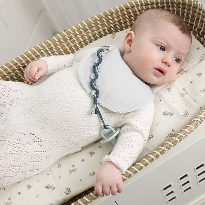 Adora Lily Macrame Pacifier Clip - Denim Adora Lily Macrame Pacifier Clip - Denim