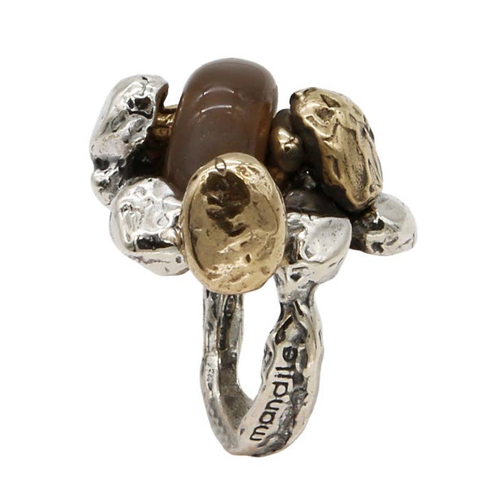 Mandile Gioielli - Wholesale Cocktail/Statement Ring - Silver and bronze ring with semiprecious stone (AR165)5