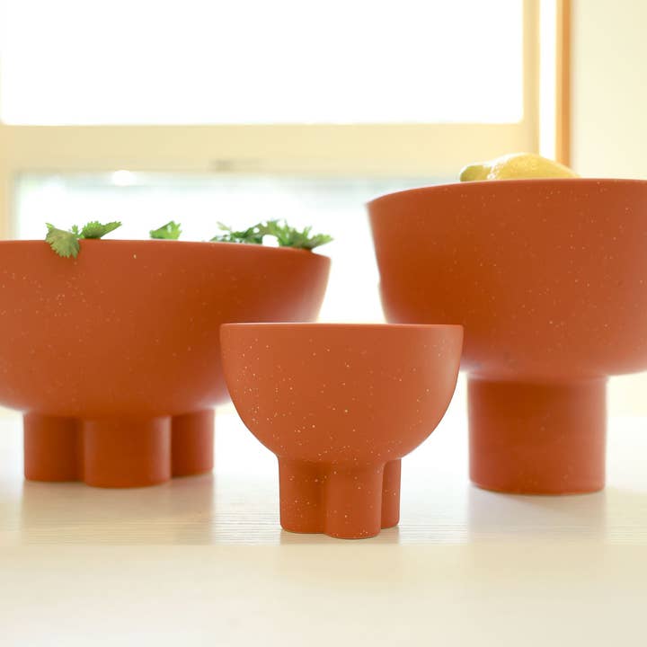 MARMEDA - Wholesale Decorative Plate/Dish/Bowl - Large Speckled Orange Compote Bowl- Modern Southwestern5