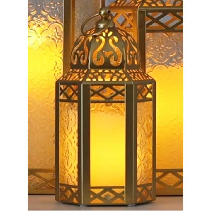 WholesaleMart - Wholesale Candle Holder - Gold Moroccan Candle Lantern Holder, Small
