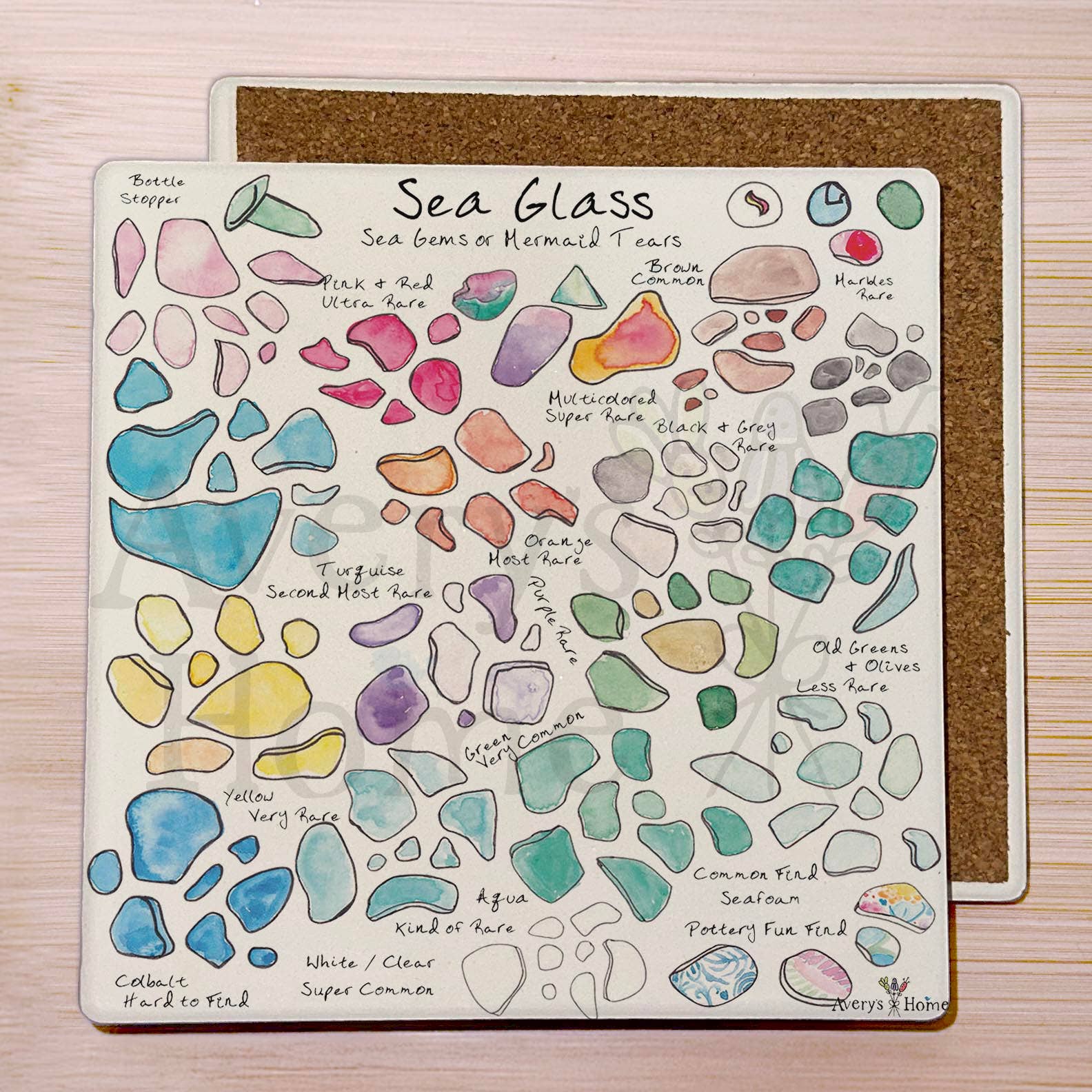 Avery's Home - Wholesale Coasters - Sea Glass Beach Absorbent Stone Coaster1