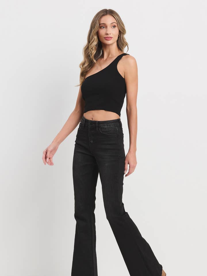 Washed Black High Rise Flare for wholesale on Faire