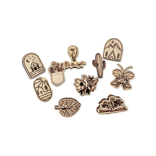 Juniper and Lilies - Vente Broches - Broche florale, broche en bois gravée au laser, accessoire fleur en bois5