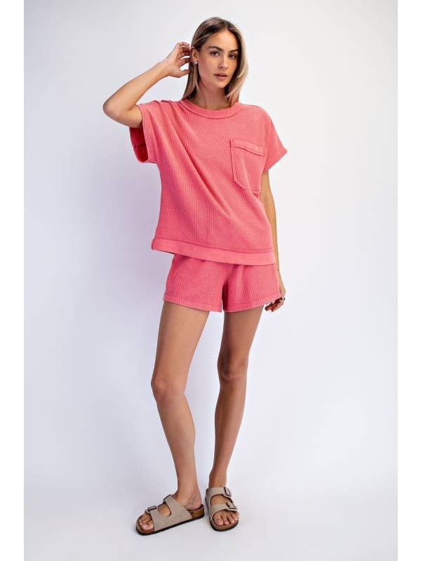 Sunday Morning - Wholesale T-shirt – women's - T120137-Oversized Mineral Washed Honeycomb Tee19