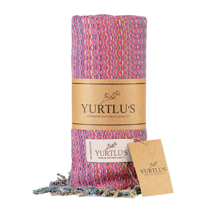 YURTLU'S Royal Series 38"x72" Turkish Towel Highly Absorbent Pre-Washed - Pink for wholesale by YURTLUS