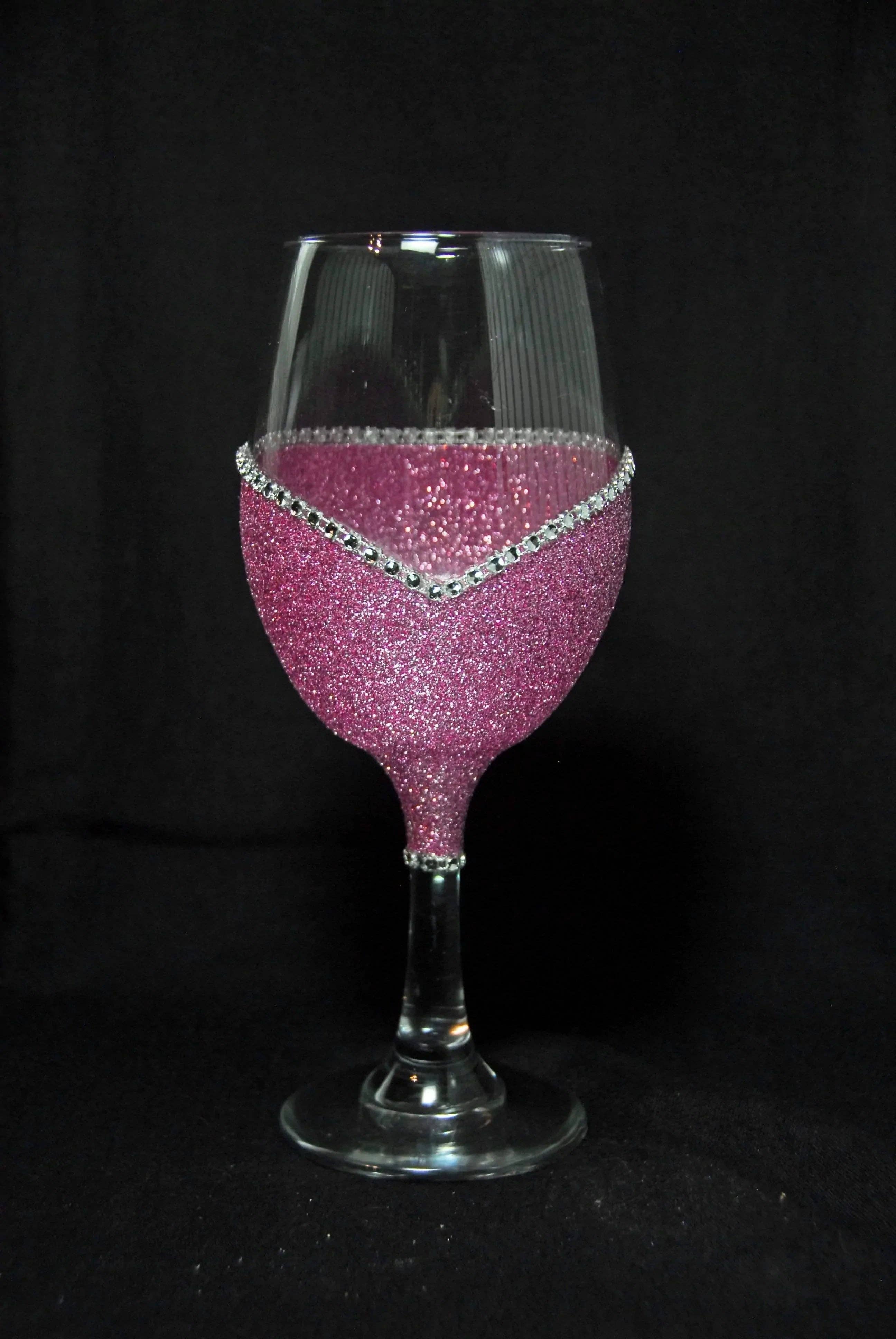 WineyBitches.Co - Wholesale Wine Glass - Valentine Schmalentine – Bling Glitter Glass Wine Glasses (Anti-Valentine’s Day Collection)1
