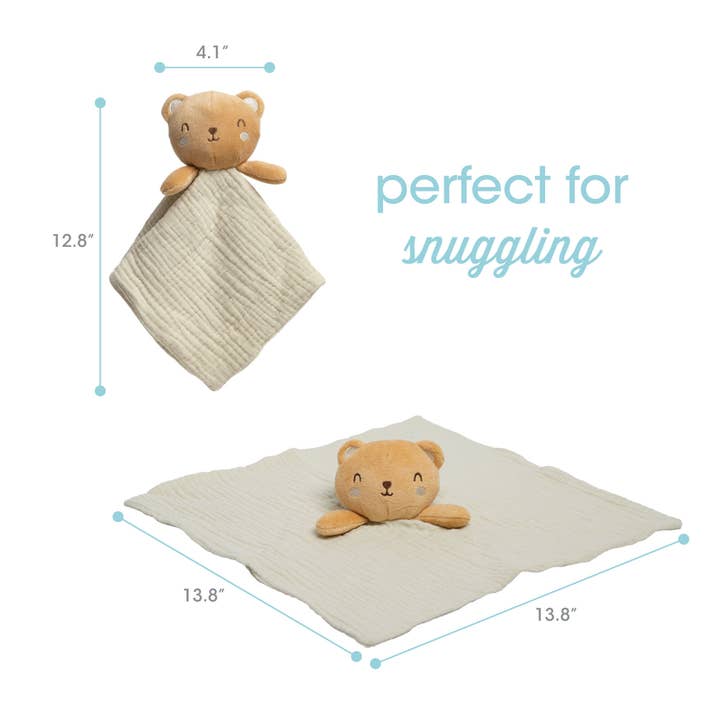Pearhead - Wholesale Security/Cuddle Blanket - Baby - Bear Snuggle Blanket, Organic Cotton Muslin Lovey