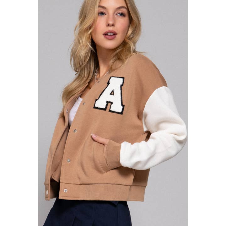 Apolline - Wholesale Varsity/Baseball Jacket - Women's - COLOR BLOCK BRUSHED VARSITY FLEECE JACKET12
