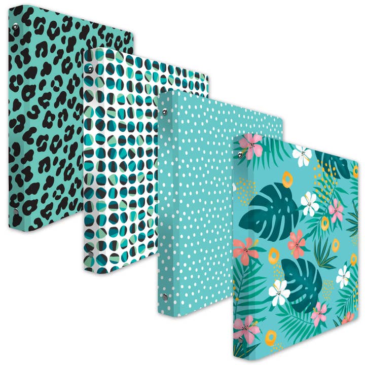 Teal 4pk Asst. Deco-Soft 3-Ring 1'" Binders for wholesale by Conimar Promotions