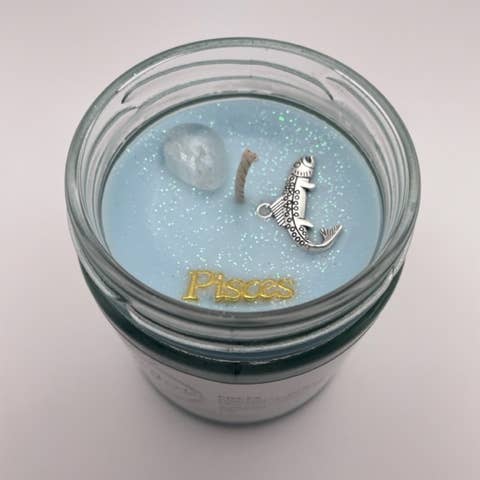 Pisces Healing Crystal Candle 8oz for wholesale by Ritual Junkie
