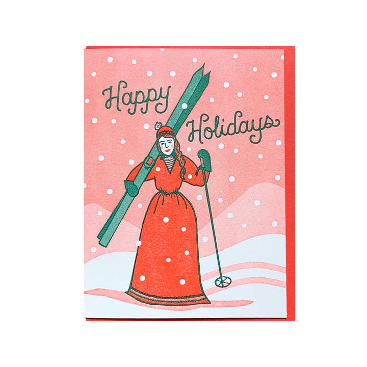 Ski Lady Card for wholesale by Noteworthy Paper & Press