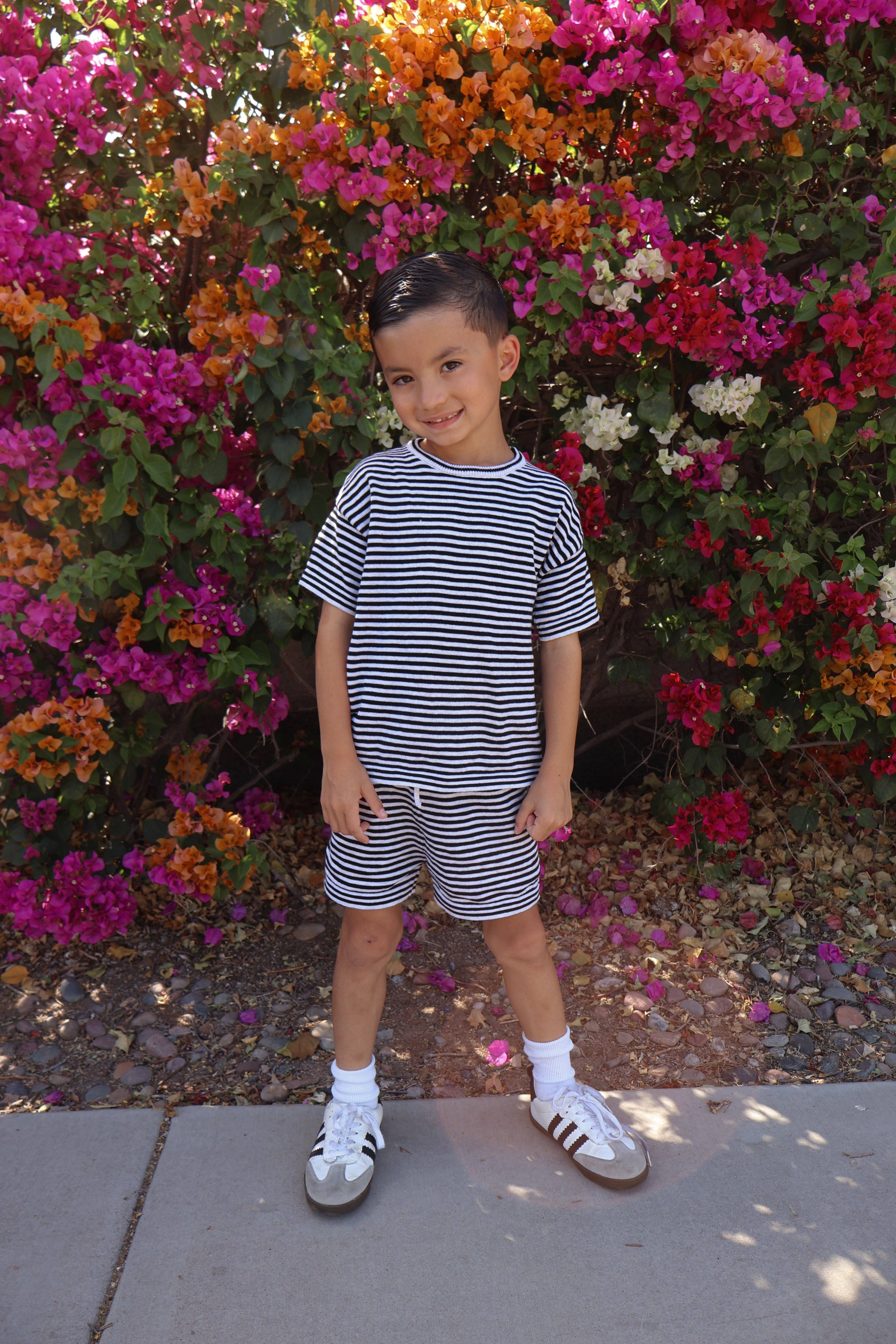 Axel & Rose – wholesale Topp- och shortsset – Barn – Vårigt randigt tvådelat set4