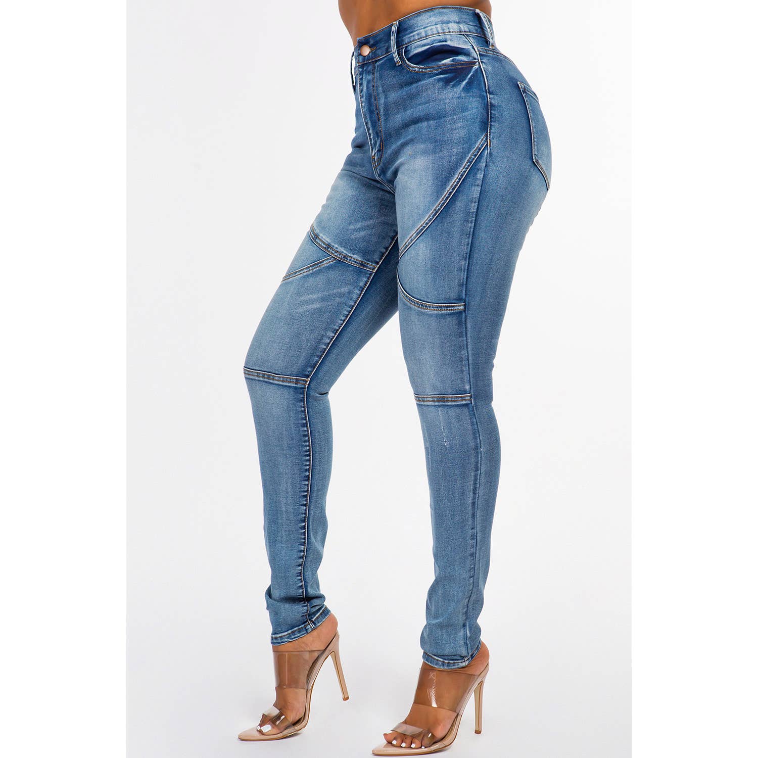 Blue Turtle - Wholesale Jeans - Women's - Seamed High Rise Skinny Jean Light Blue DH20238
